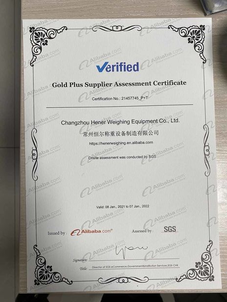 China Changzhou Hener Weighing Equipment Co.,LTD certification